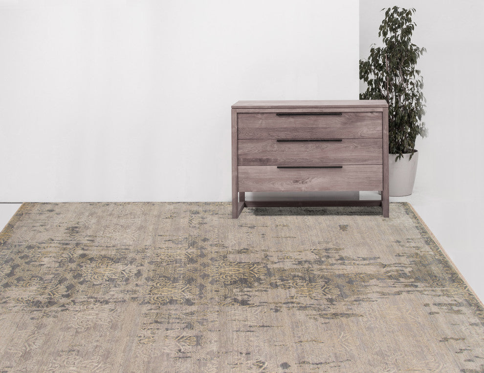 Amer Rugs Pearl PEA-2 Light Gray Gray Hand-knotted - 9'x12' Rectangle Area Rug