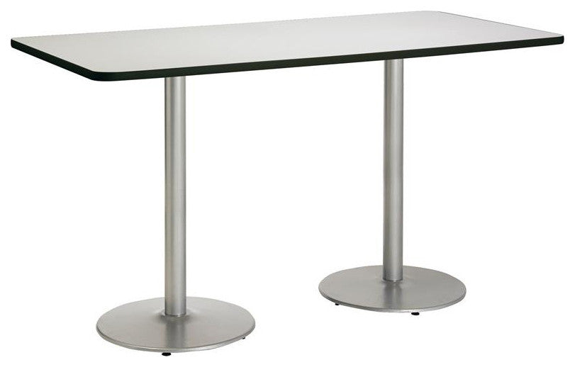 KFI Mode 42" x 96" Conference Table Linen Round Silver Base Bistro Height