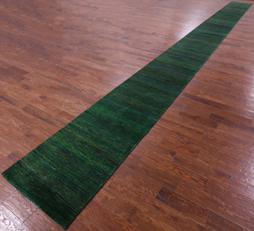 Runner Savannah Gabbeh Wool and Silk Hand-Knotted Rug 2' 5" X 31' 2" Q11906
