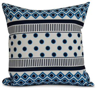 Scrambled Prints, Geometric Print Pillow, Navy Blue, 26"x26"
