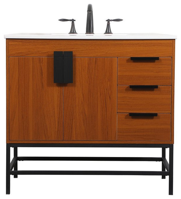 Home Living 22" Modern Teak-Light Bathroom Vanity