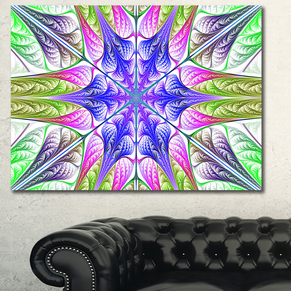 Extraordinary Fractal Light Green Art, Oversized Abstract Canvas Print, 60x40