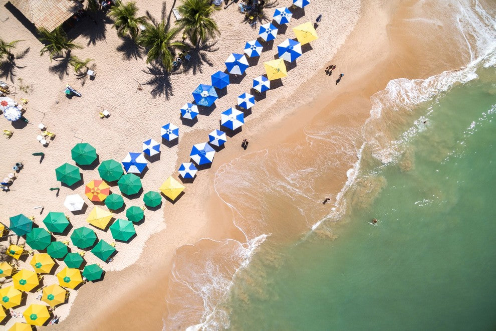 "Beach Umbrellas" Painting Print on Wrapped Canvas