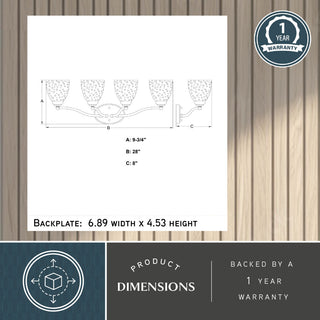 Bellwood 13.5" 2-Light Traditional Nickel Bathroom Vanity Fixture, Glass Shade, Matte Black, 4-Light