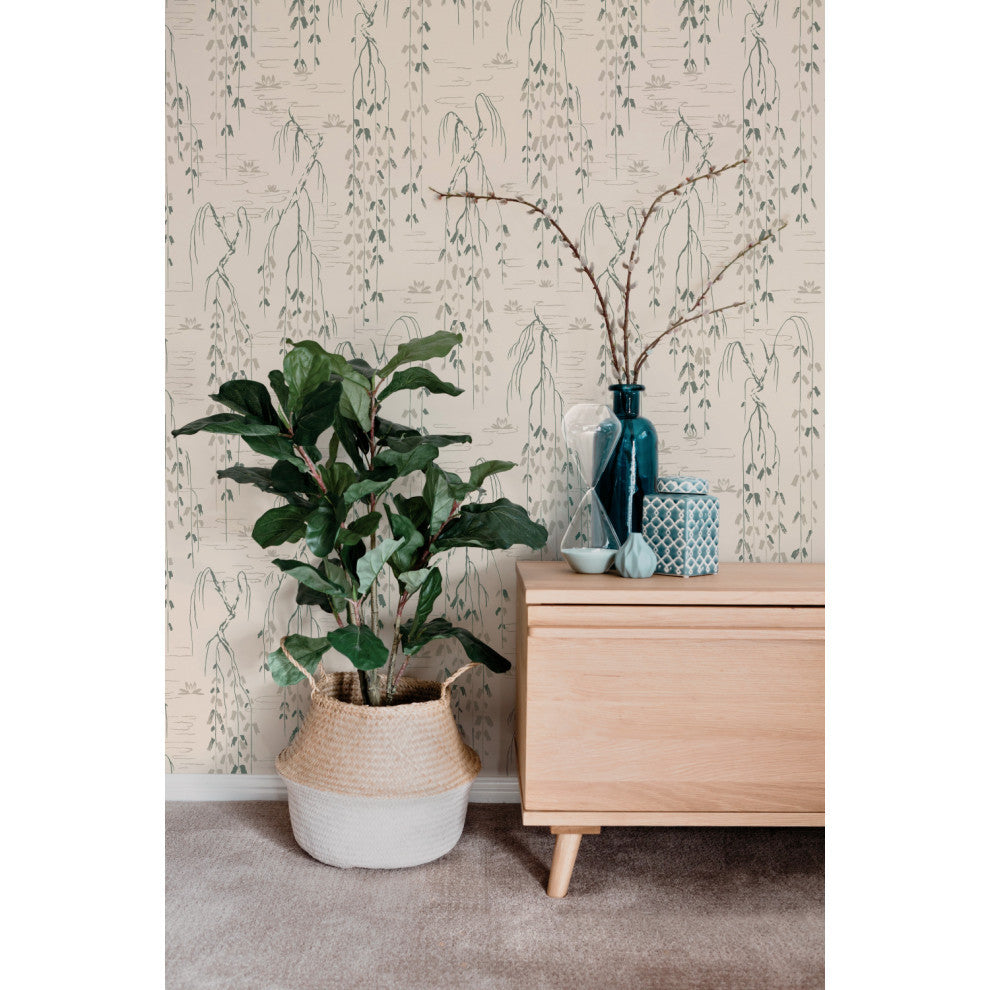 Willow Branches Wallpaper, Cream, Green