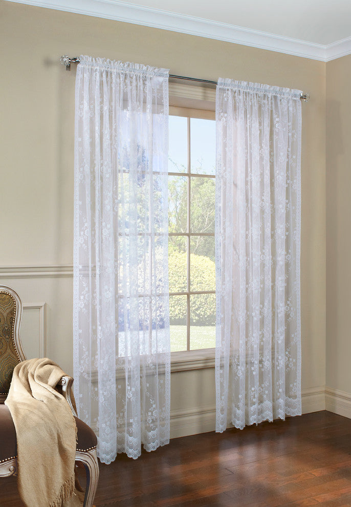 Mona Lisa Rod Pocket Curtain Panel 56 x 72 in White