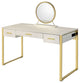 ACME Myles Vanity Set With USB Port, Antique White, Champagne
