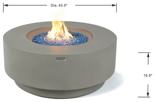 Colosseo Round Light Grey Concrete 41" Natural Gas Fire Table by Elementi Plus