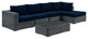 Modway Summon 5 Piece Outdoor Patio Sunbrella Sectional Set, Canvas Navy