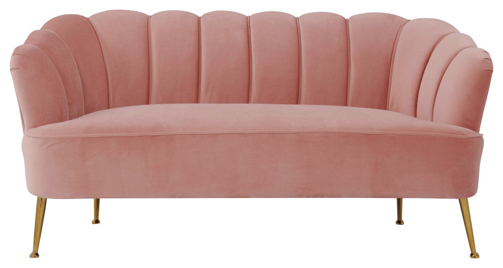 Art Deco Hollywood Regency Glam Pink Loveseat