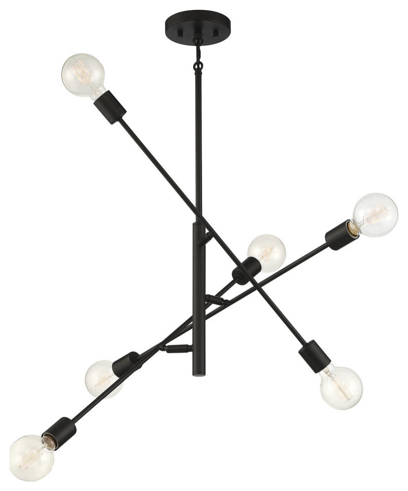 6-Light Chandelier, Matte Black