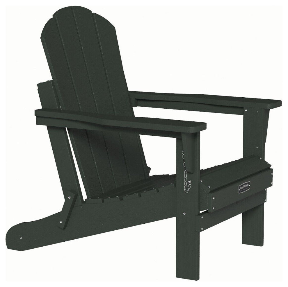 CASAINC Adirondack Chair PS Board Folding Outdoor Indoor Widened Armrests Green