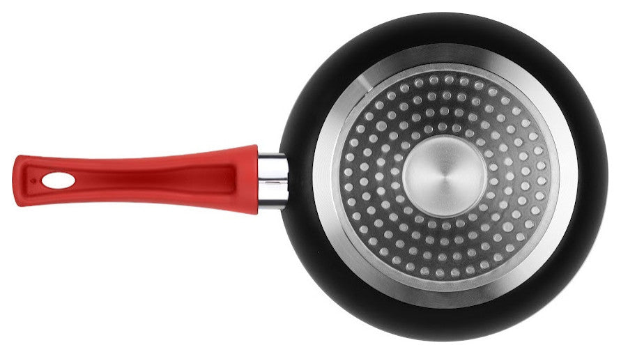 Ybm Home Teflon Classic Non Stick Frying Pan  Aluminum Skillet for Omelette, Sim, Red, 12.5"