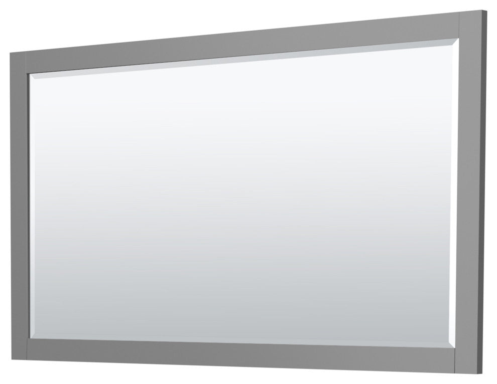 60" Double Bathroom Vanity, Dark Gray, No Countertop, Black Trim, 58" Mirror