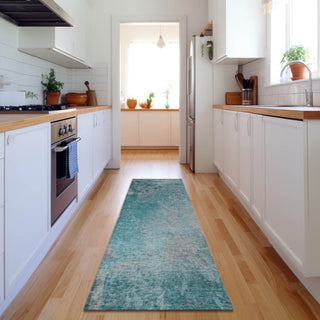 Premium Machine Washable Mayfield AMF562 Teal 2'3" x 7'6" Runner Rug