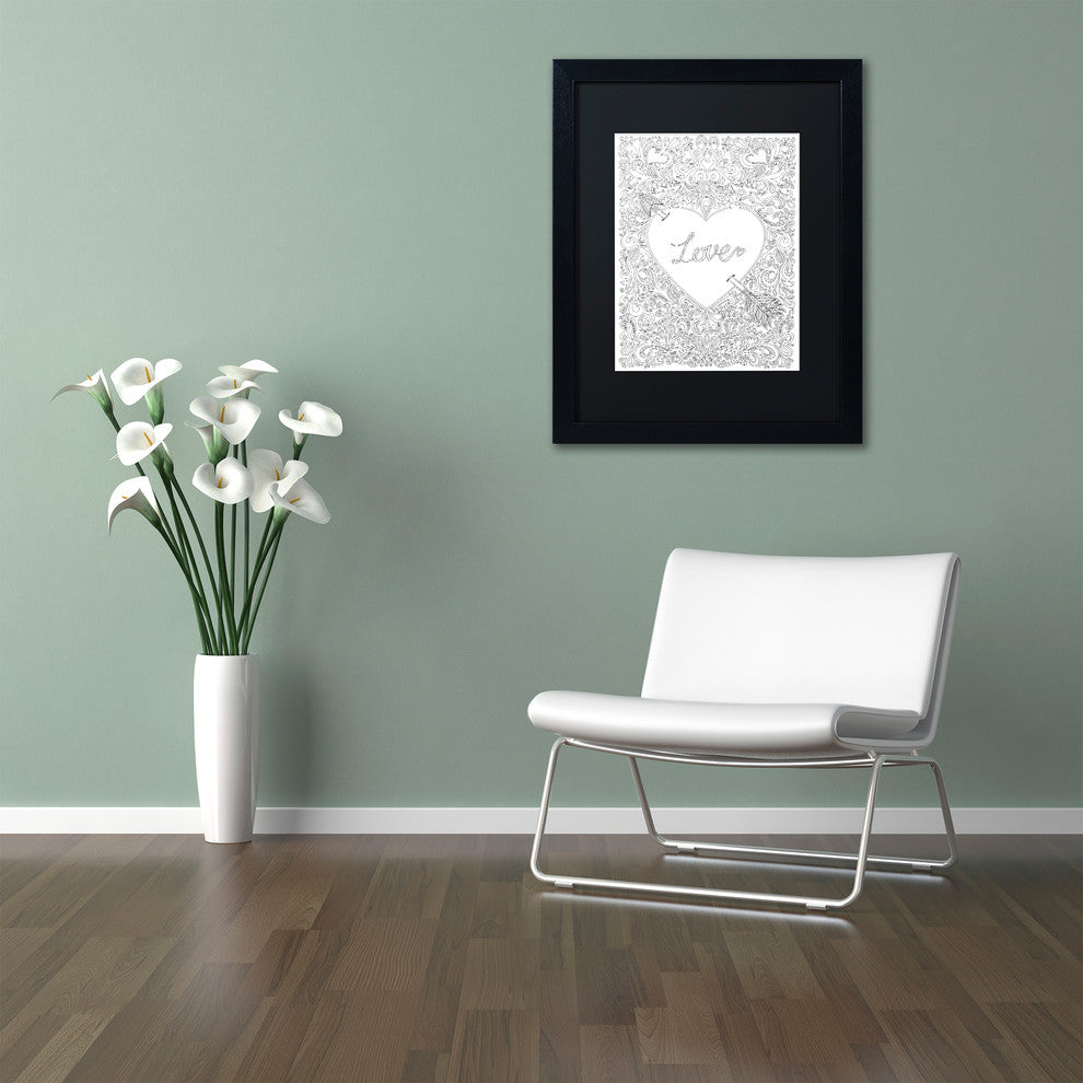 Hello Angel ''Arrow to my Heart'' Art, Black Frame, Black Mat, 20x16
