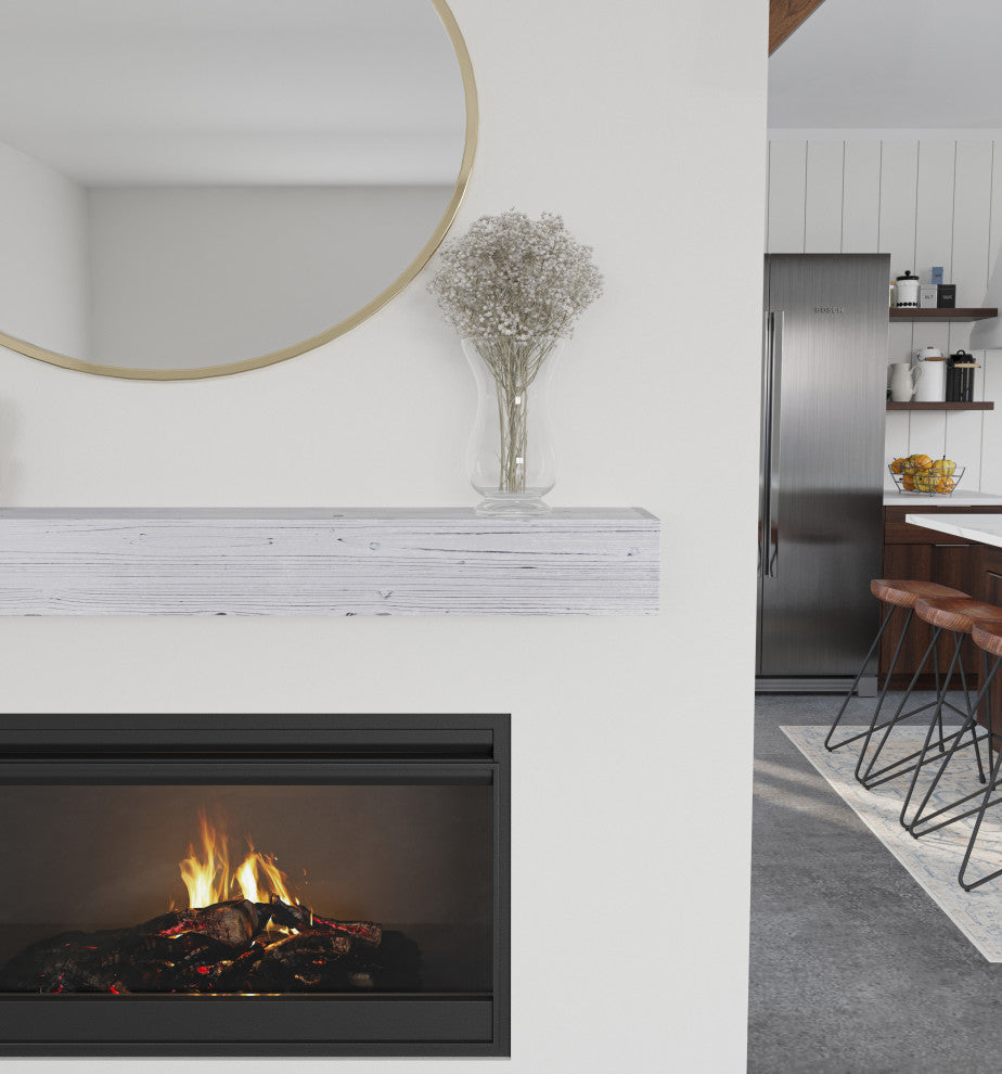Weathered Beam Mantel, Rustic White, 72"