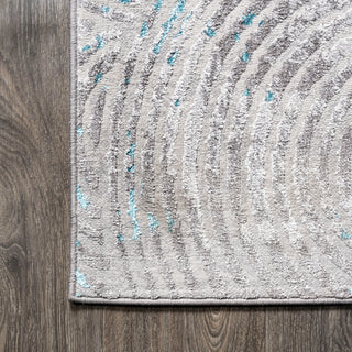 Timeworn Modern Abstract Area Rug, Gray/Turquoise, 2'x8'