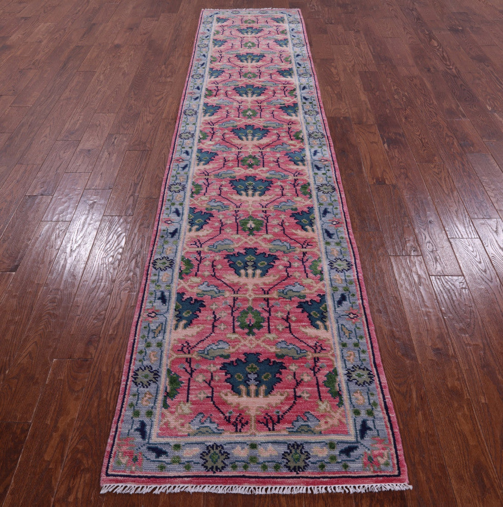 Handmade Turkish Oushak Wool Runner Rug 2' 7" X 12' 0" - Q15501