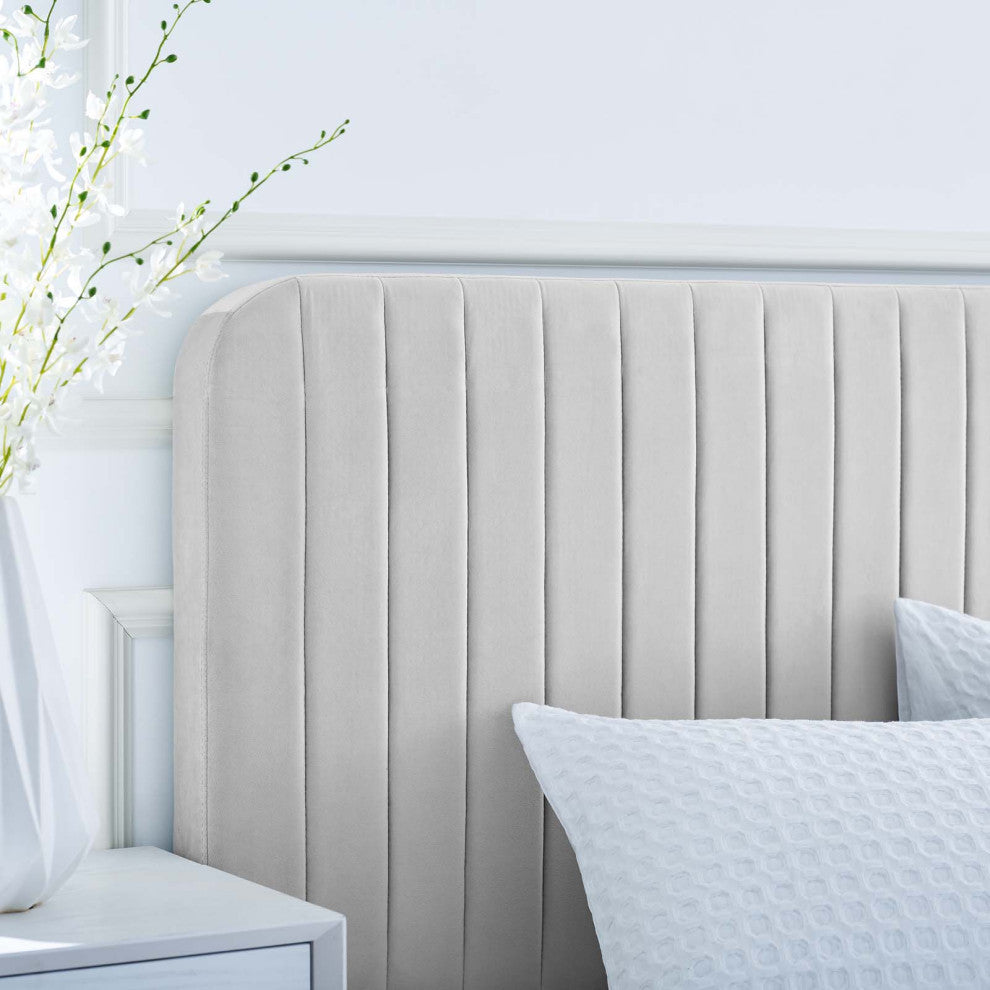 Tufted Platform Bed Frame, Twin Size, Velvet, Grey Gray, Modern Contemporary