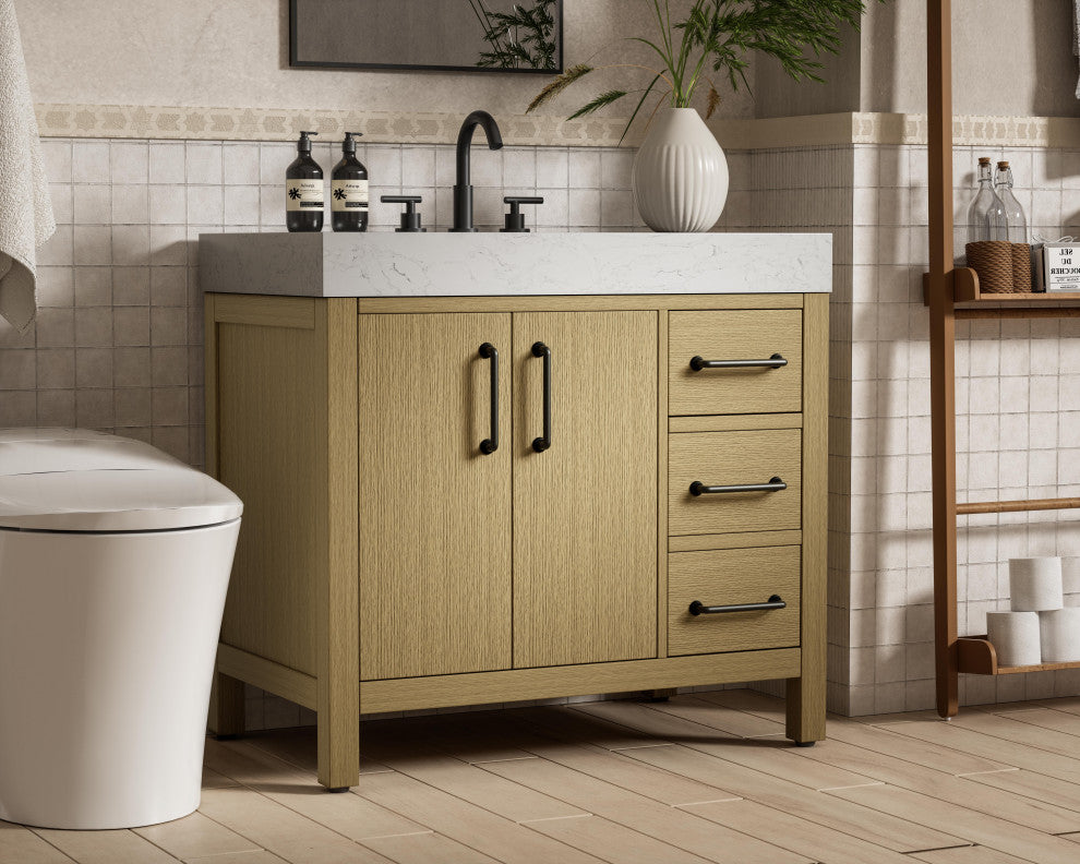 Home Living 36" Single Bathroom Vanity, Honey Brown