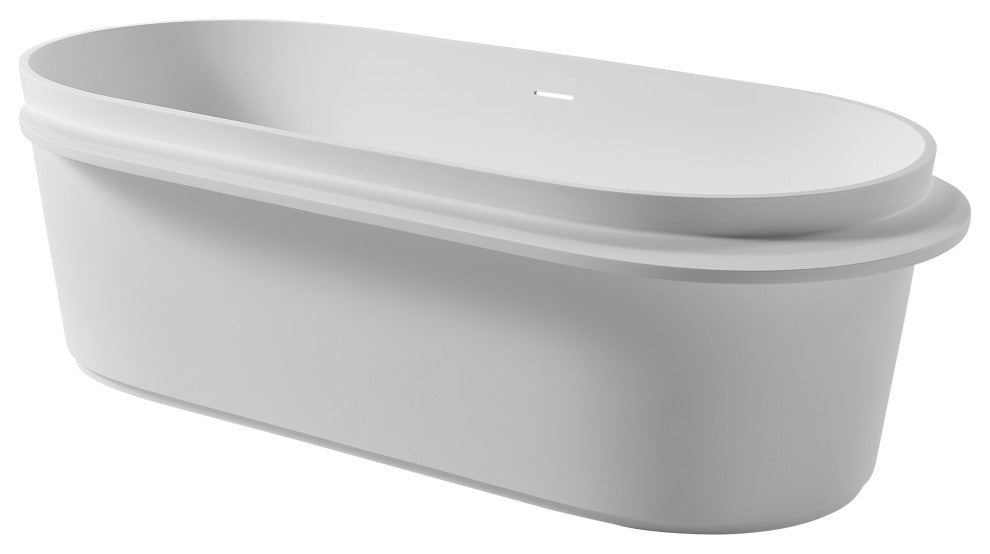 71in Solid Surface Freestanding Bathtub in Matte White