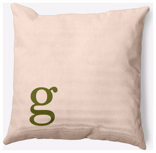 20" x 20" Modern Monogram Indoor/Outdoor Polyester Throw Pillow, Olive