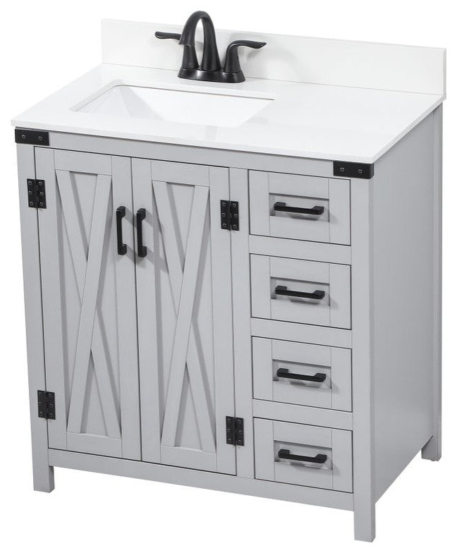 Home Living 19" Farmhouse Grey-Light Bathroom Vanity