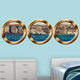 VWAQ City Skyline Wall Murals, Porthole Cityscape Stickers, Peel and Stick Decal