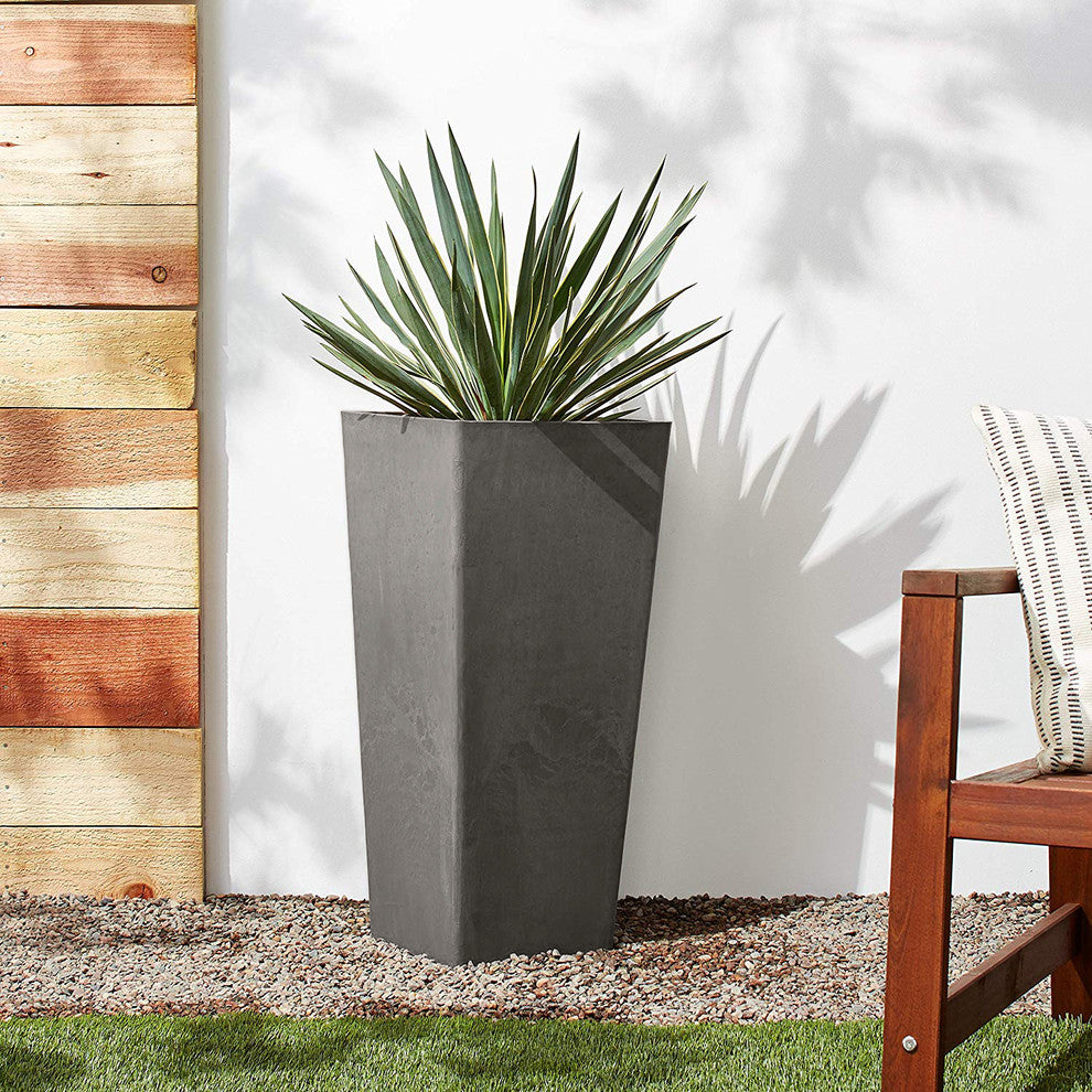 Contempo Tall Square Planter, Cement Color