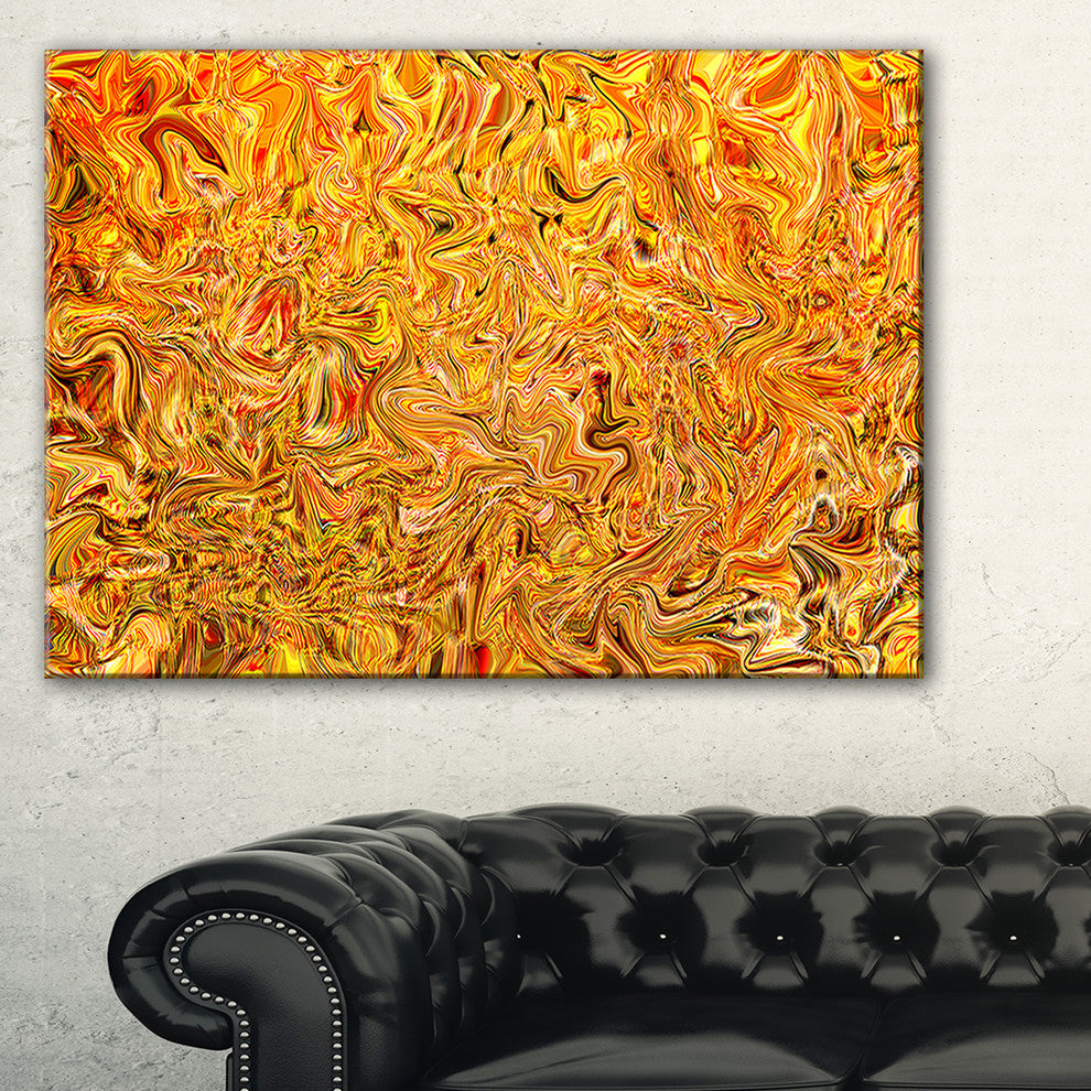 "Textured Flowing Yellow" Abstract Art Canvas Print, 32"x16"