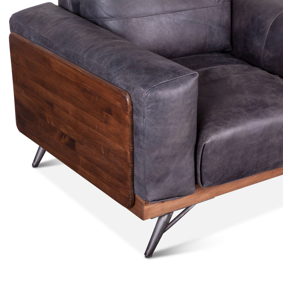 Chiavari Mid Century Antique Ebony Leather Arm Chair