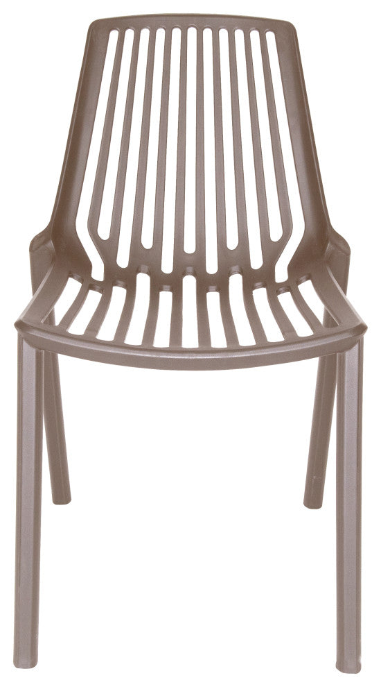 LeisureMod Acken Mid-Century Modern Plastic Dining Chair, Taupe