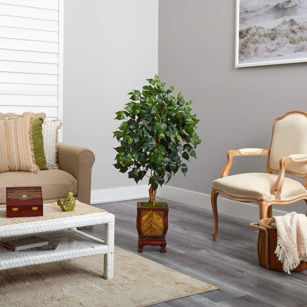 46" Ficus Artificial Tree, Decorative Planter