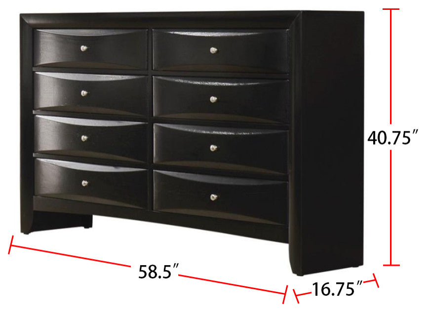 Wood Dresser with 8 Drawers, Black