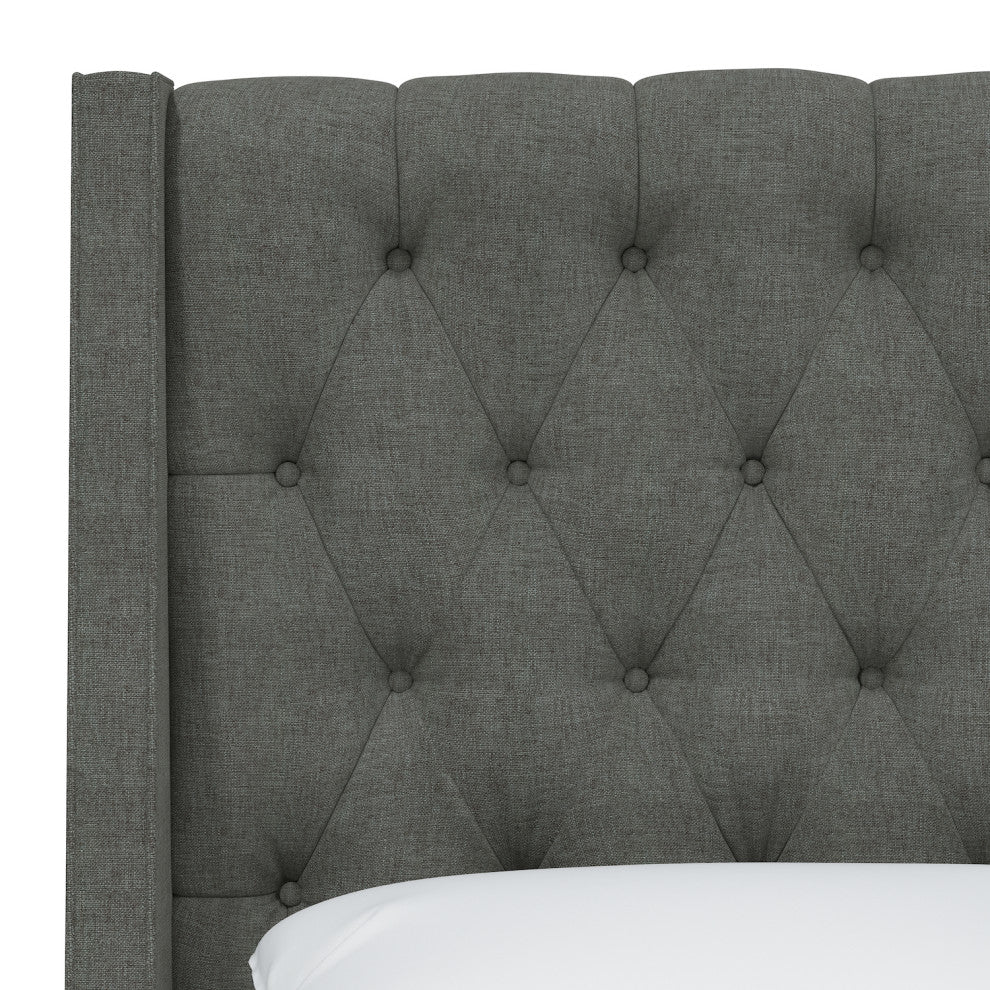 Wells King Tufted Wingback Bed, Zuma Charcoal