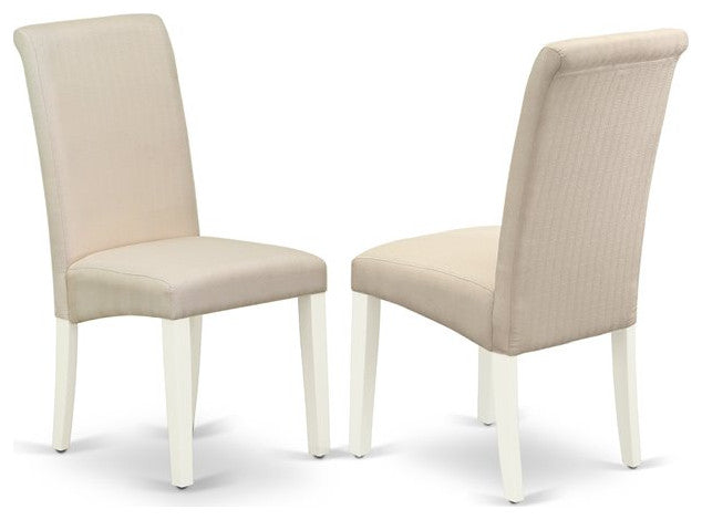 6-Piece Set Table and Bench and 4 Linen Fabric Chairs, Linen White