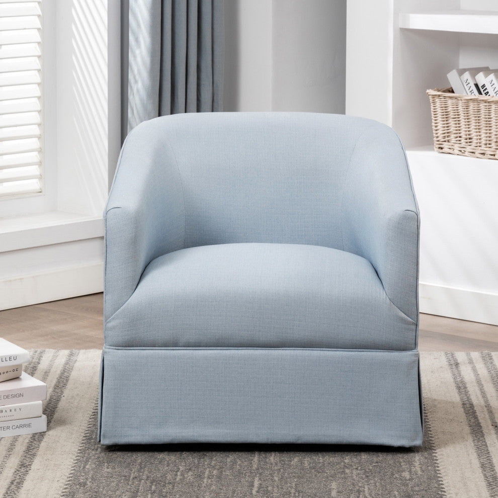 Elm Skirted Swivel Chair, Sky Blue