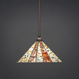 1-Light Stem Hung Pendant, Bronze/Fiesta Art