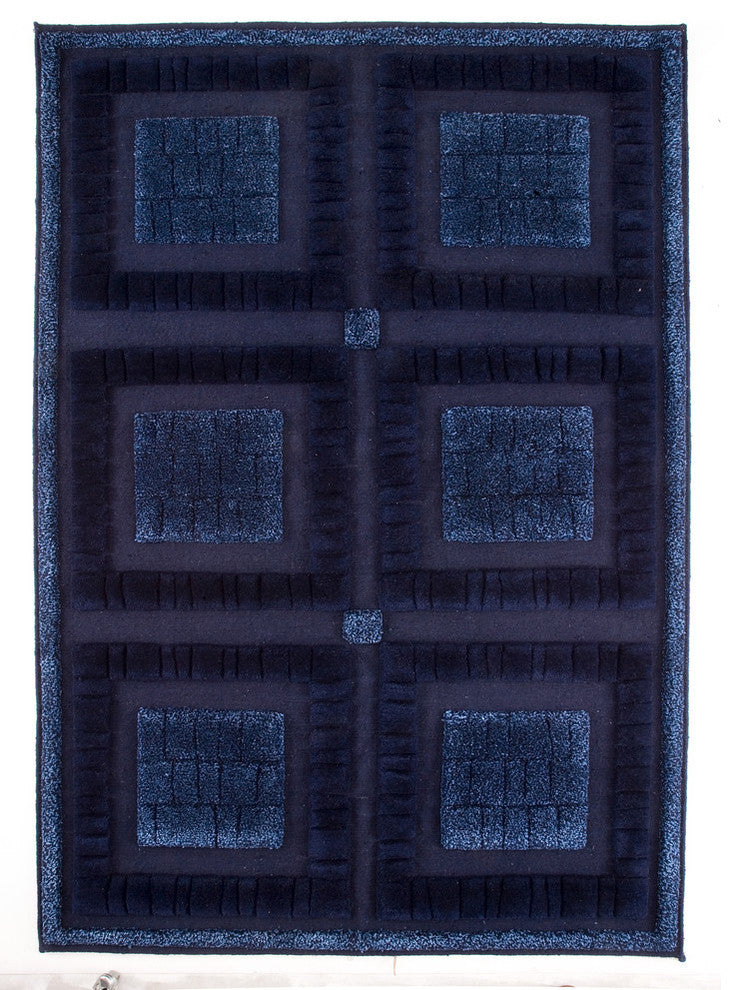 Hand Knotted Blue New Zealand Wool Area Rug, 5''6"x7''10"