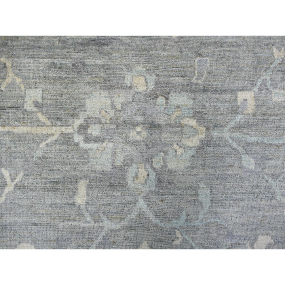 Gray, Hand Knotted Afghan Angora Oushak, Soft Wool Oversized Rug, 12'0"x15'2"