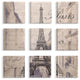 Postcard Eiffel Tower Over Paris Apartments 9-Piece Canvas Art Set, 12"x12"