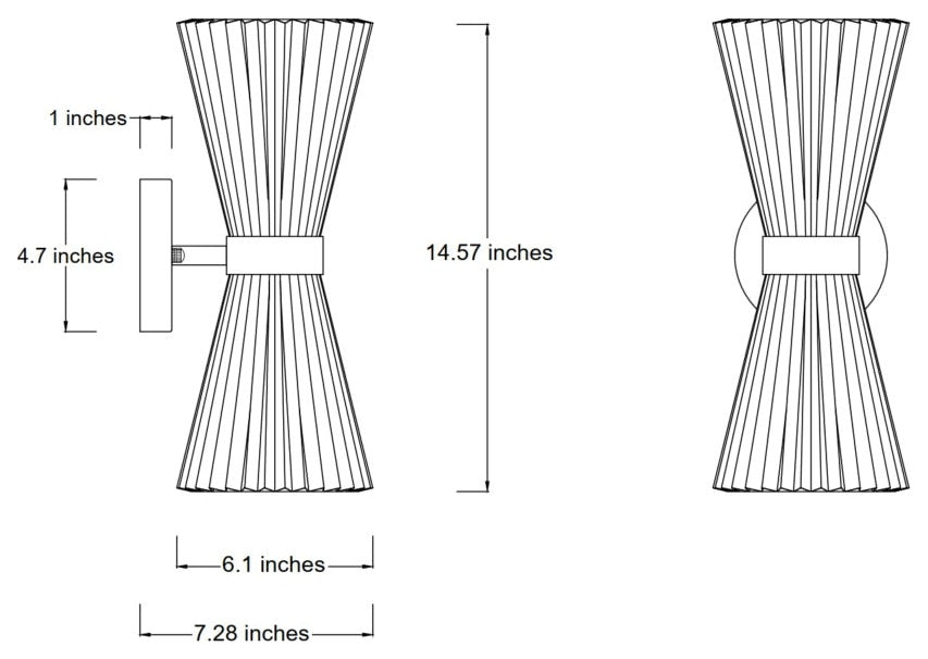 Beacon Lighting Amore Pleated Wall Bracket, Brass With White Linen Shade, 2 Light