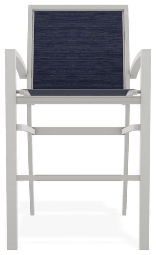 Kendall Sling Bar Height Stackable Outdoor Stool, Collect Indigo/Snow