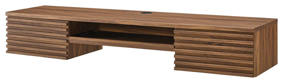 Computer Work Desk, Walnut, Wood, Modern, Mid Century Home Business Office
