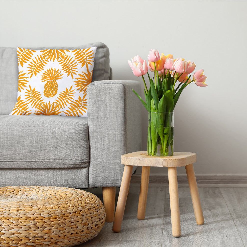 Pineapple Leaves Decorative Throw Pillow, Mango, 20"x20"