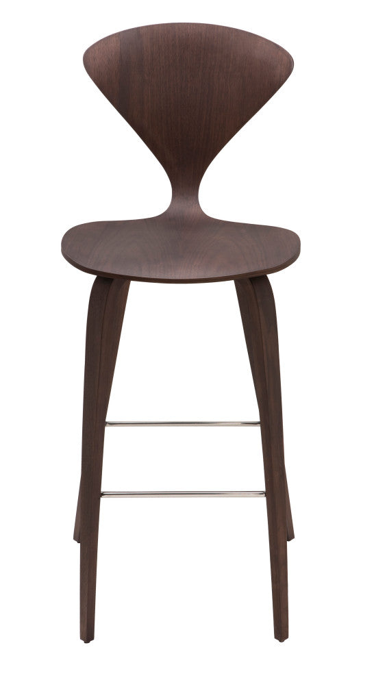 Satine Bar Stool, Mid Century Molded Plywood Bar Stool, Dark Walnut