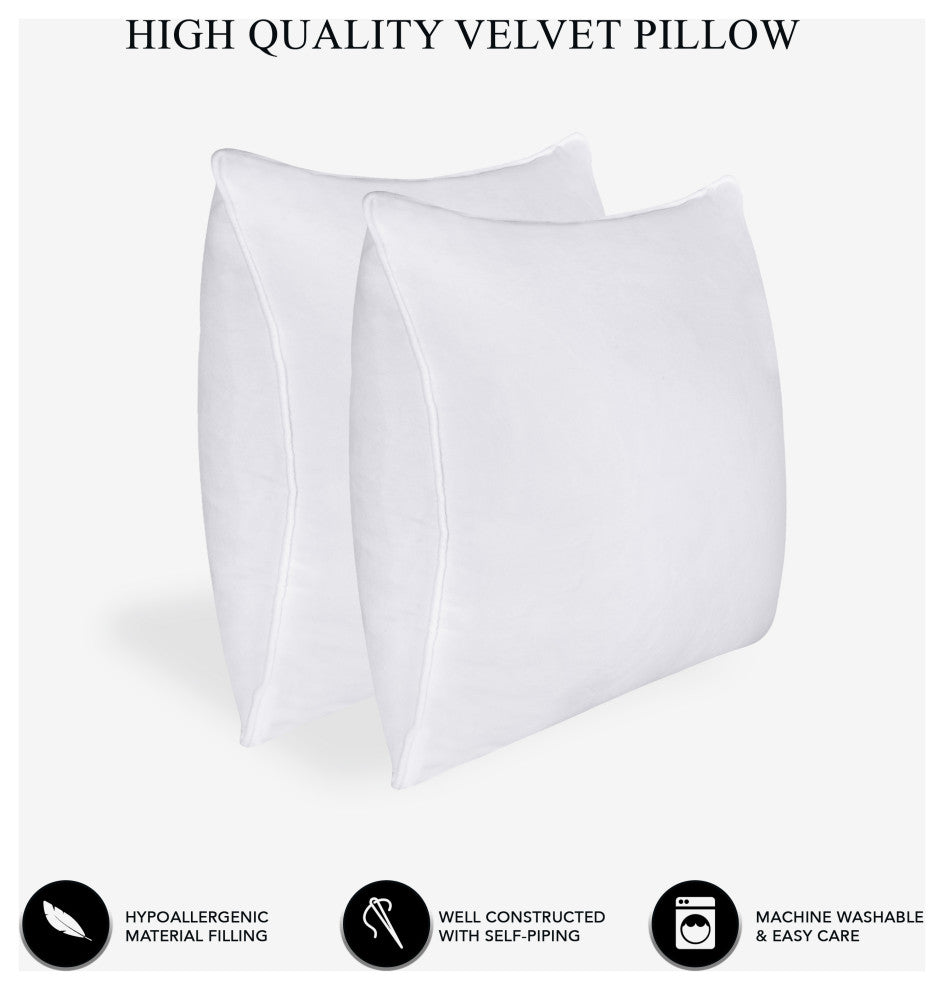 A1HC Throw Pillow Insert, Down Alternative Fill, Set of 2, White, 22"x22"