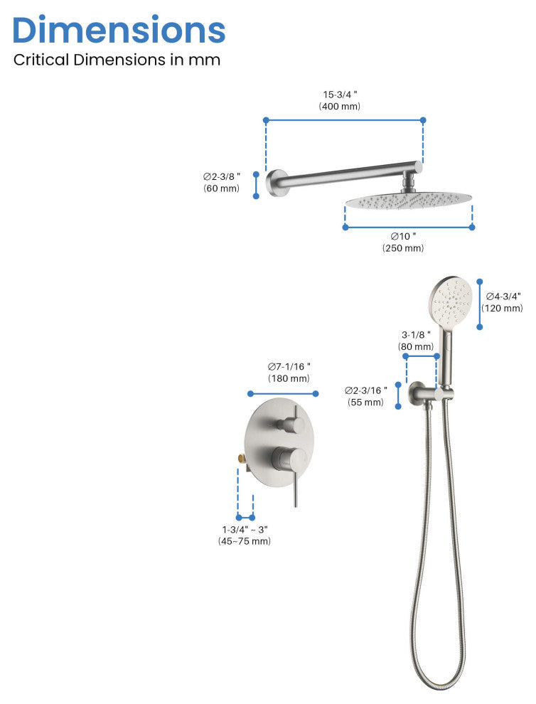 Circular Pressure 2-Function Shower System, Rough-In Valve, Brushed Nickel