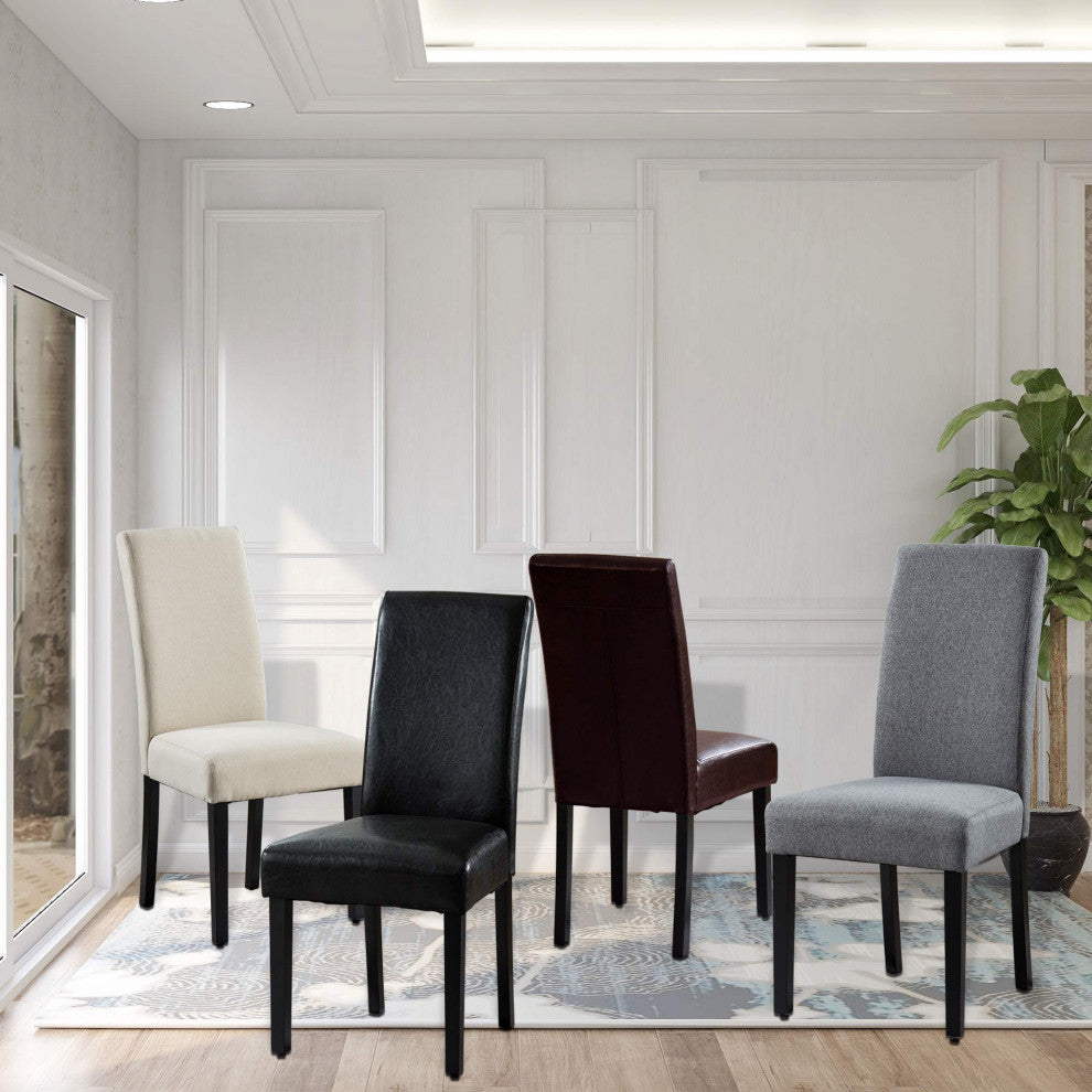Rochefort Synthetic Leather Armless Set of 2-Pieces Dining Room Accent Chair, Bl